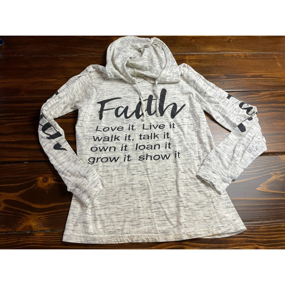 ON FIRE Sweater, Women's Size Medium, Cream Black, Hoodie, FAITH...